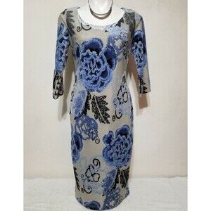 EVA MENDES x NYCO Blue Floral Print Dress Size 4 NWT. Elegant Classy Dress